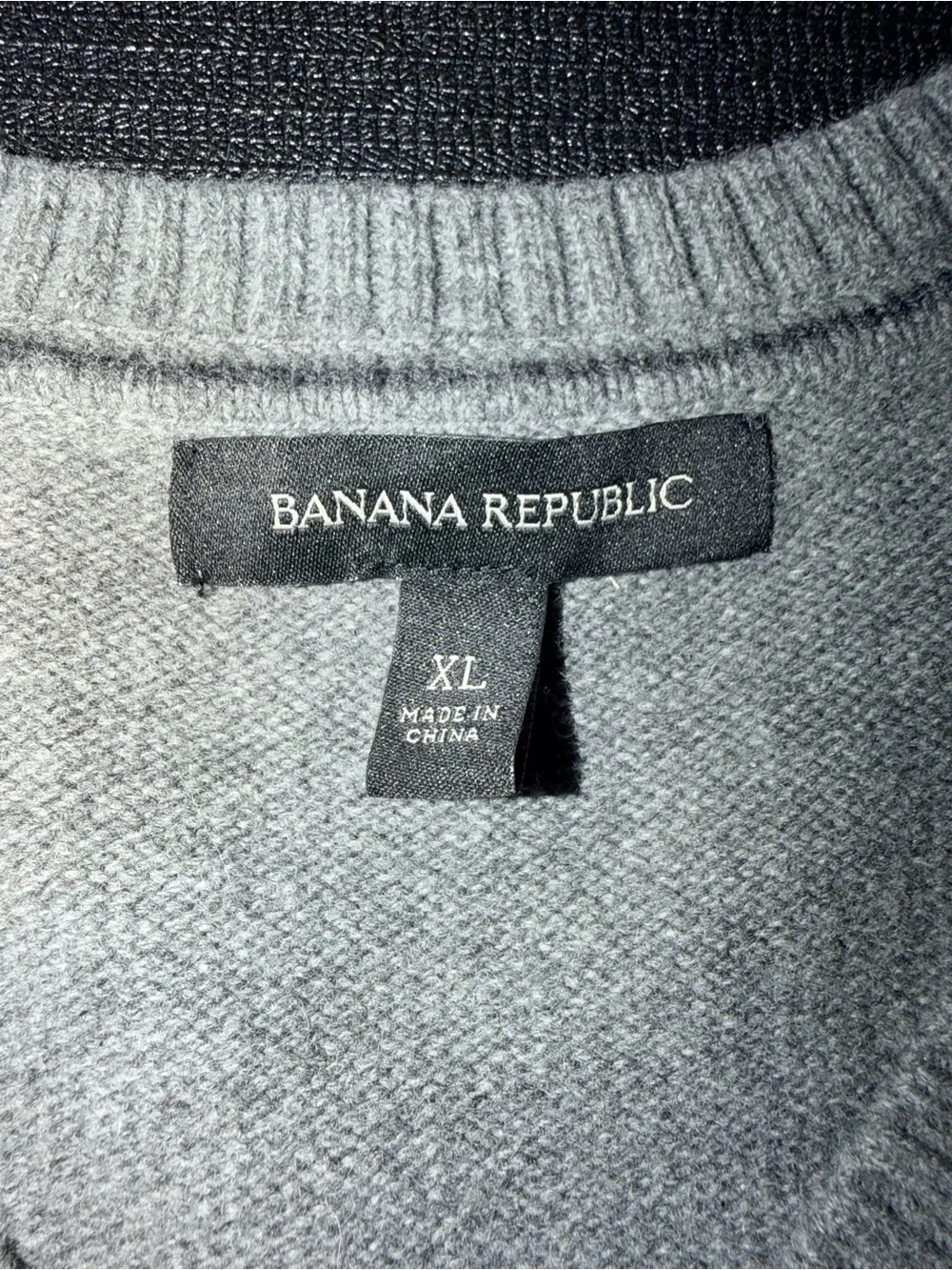 Banana Republic Gray V-Neck Sweater with Brown Elbow Patches